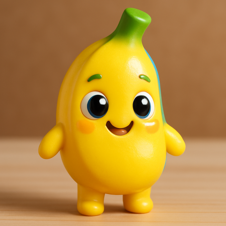 “3D figurine of a nano banana generated using Google Gemini AI.”